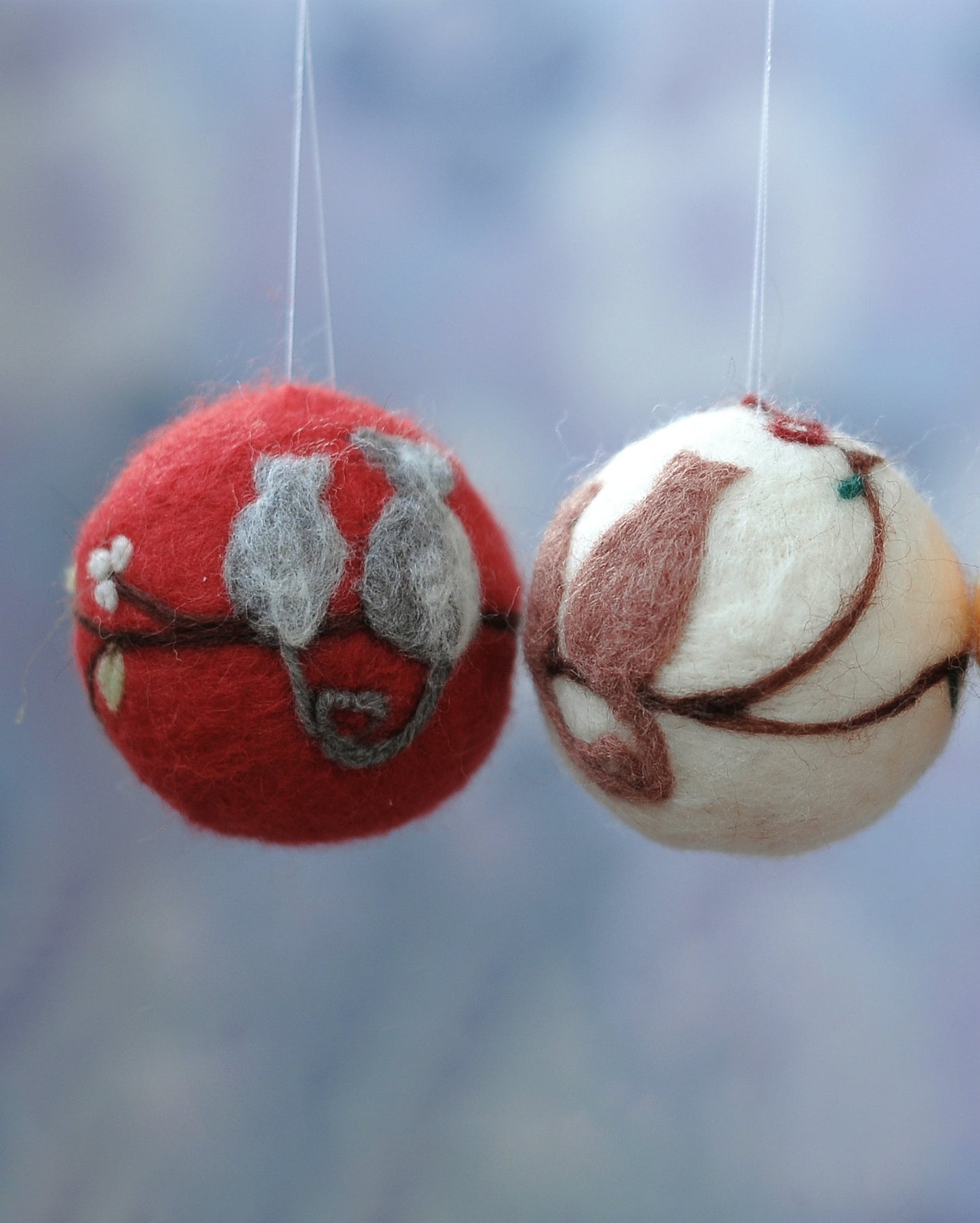 Needle felted Christmas ornament - Cat love