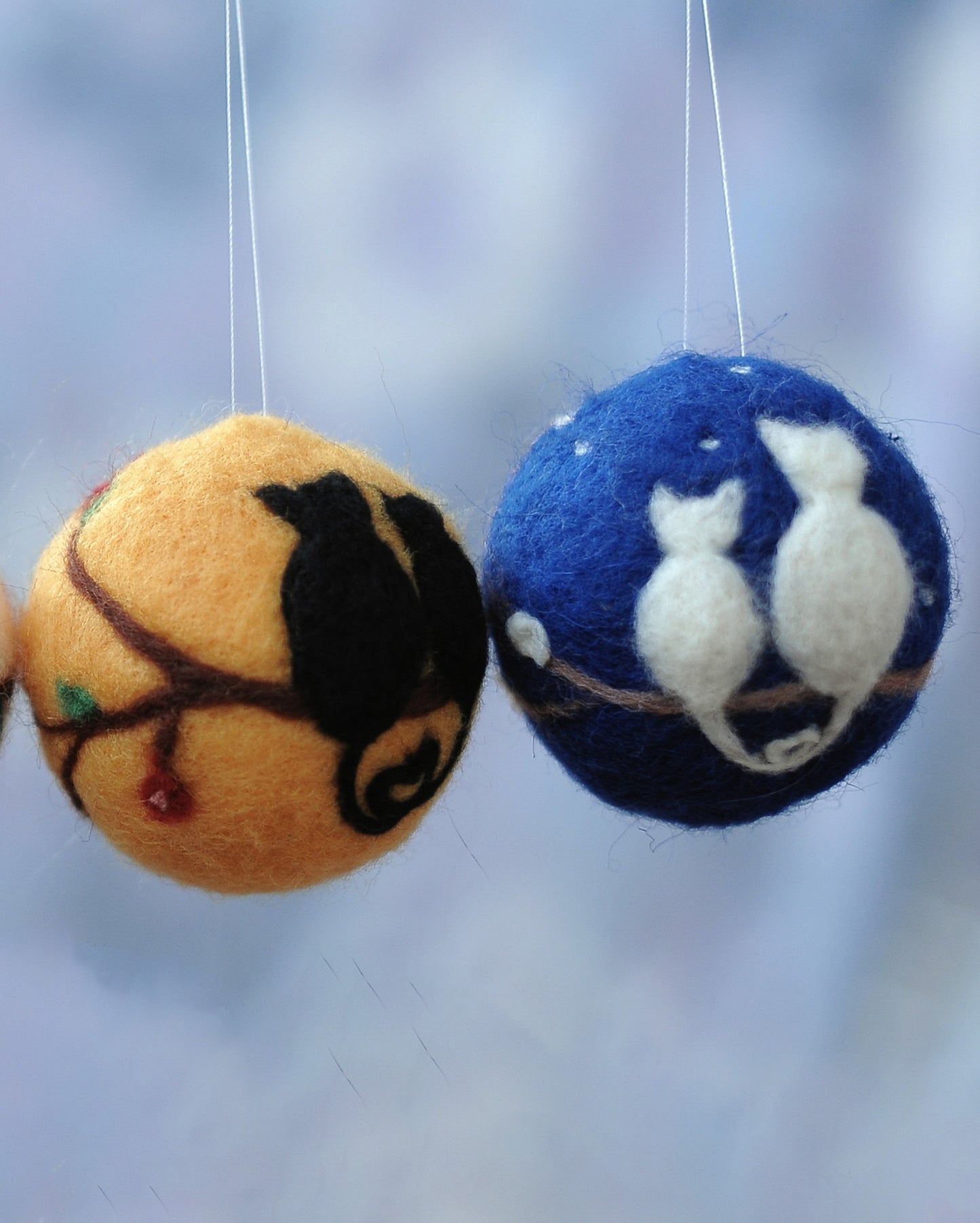 Needle felted Christmas ornament - Cat love