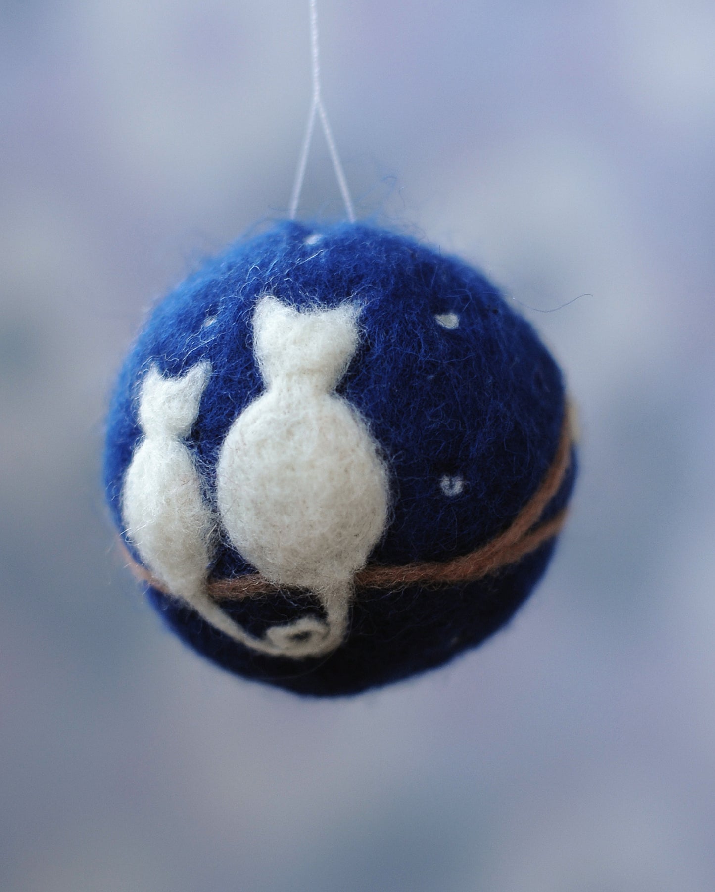 Needle felted Christmas ornament - Cat love
