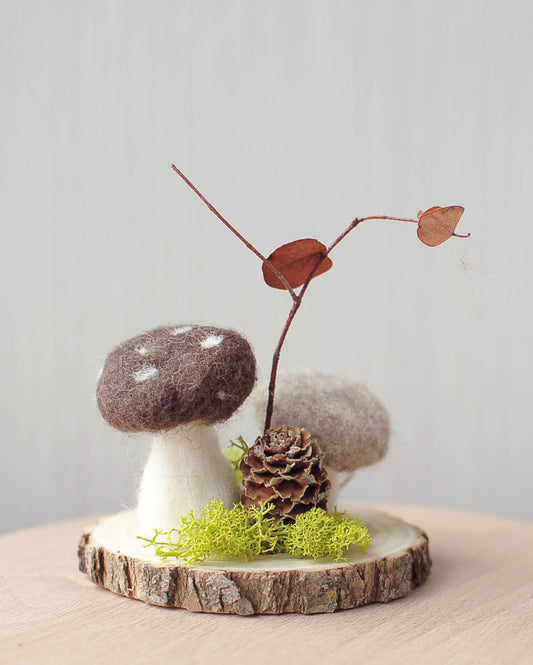 Needle felted mushroom ornament