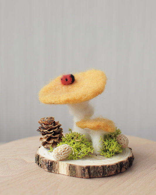 Needle felted mushroom ornament
