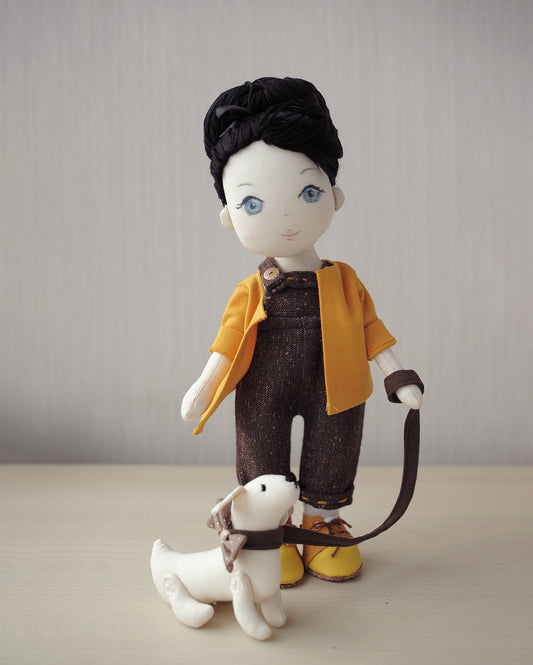 Olena doll with little dog - personalized on request