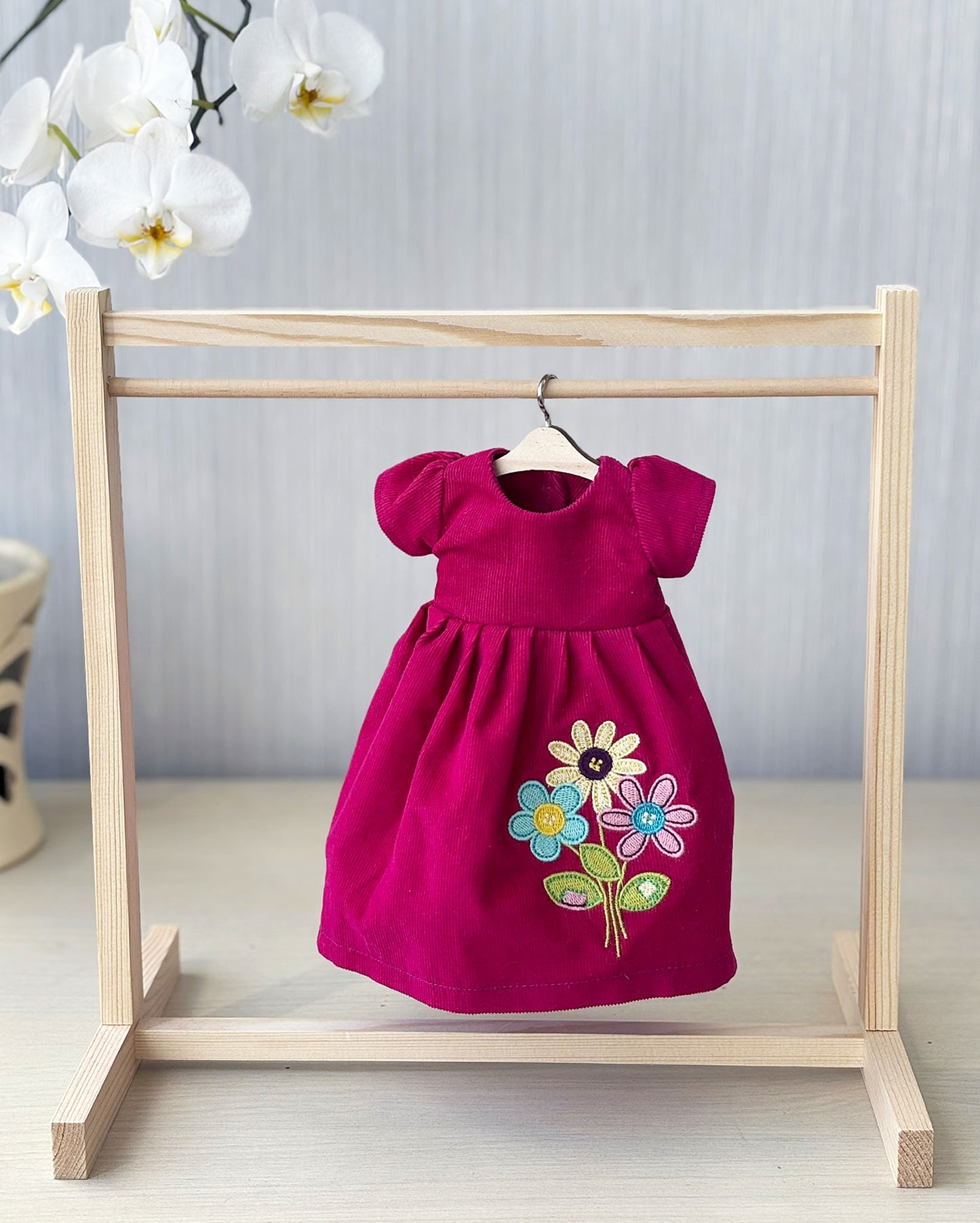 Doll dress - Fucsia flower
