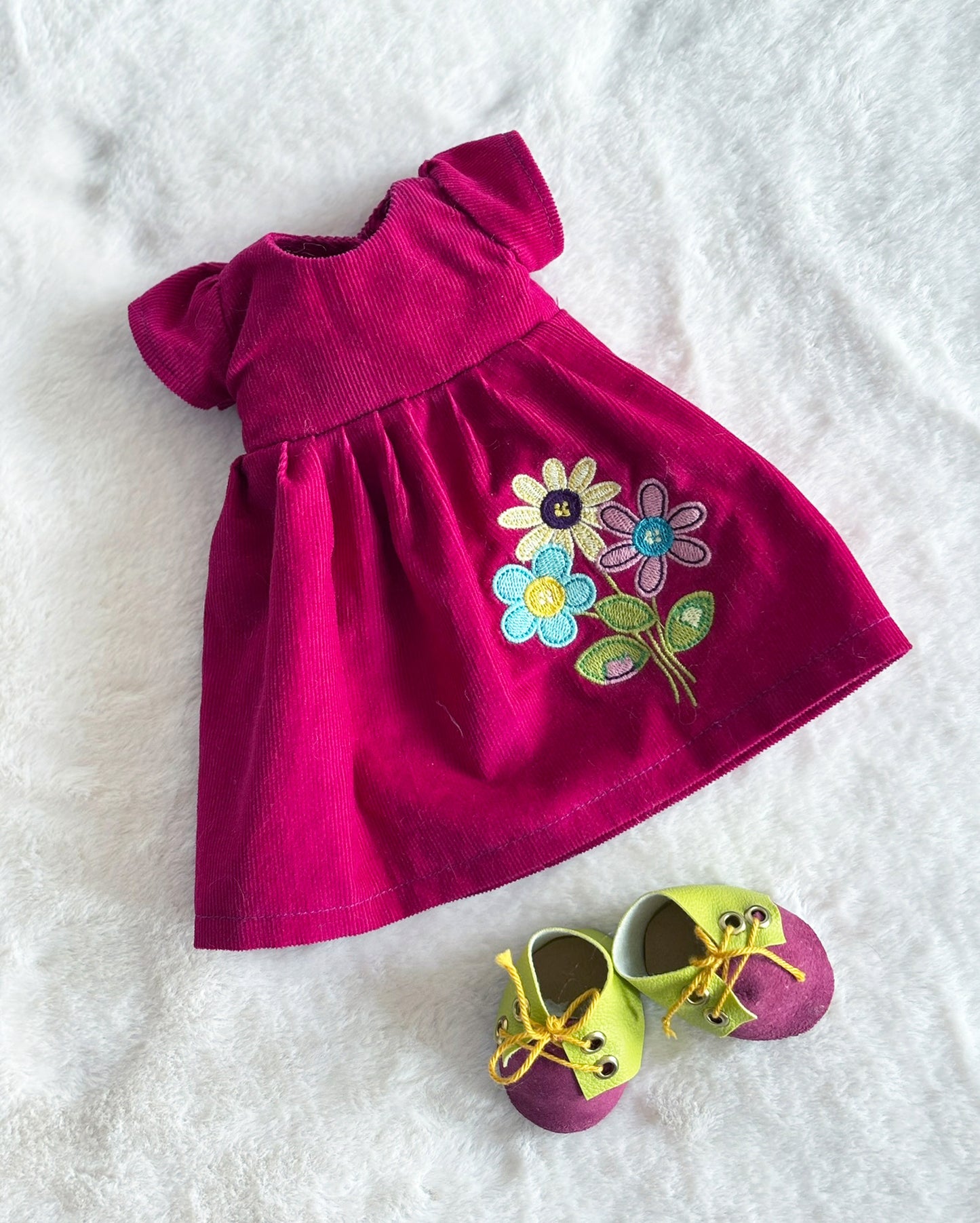 Doll dress - Fucsia flower