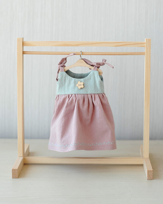Doll dress - pink and mint green