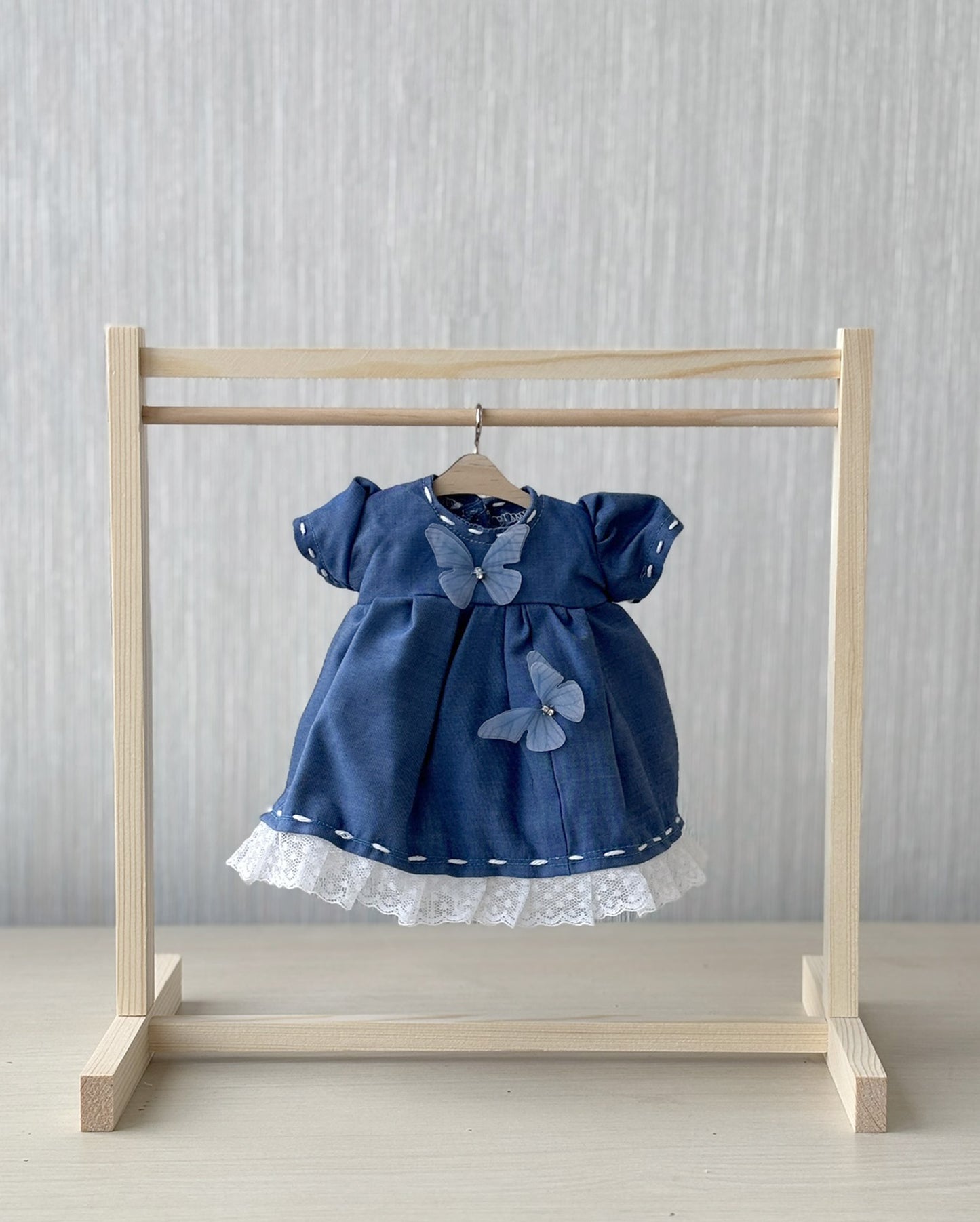 Doll dress - Blue butterfly