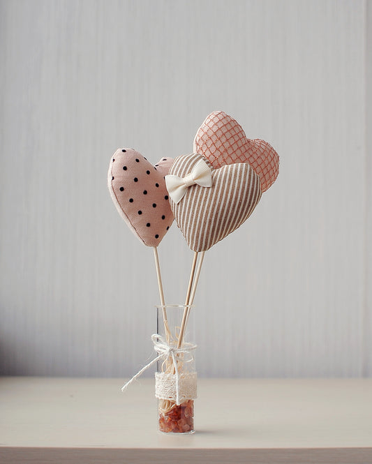 Fabric Heart Table Decorations - 3 hearts